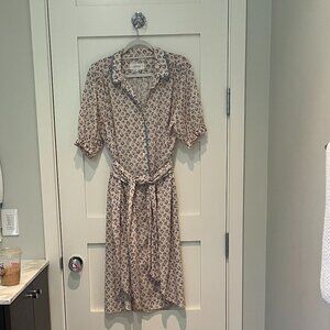 The Great Floral Cotton Button up midi dress with tie waist